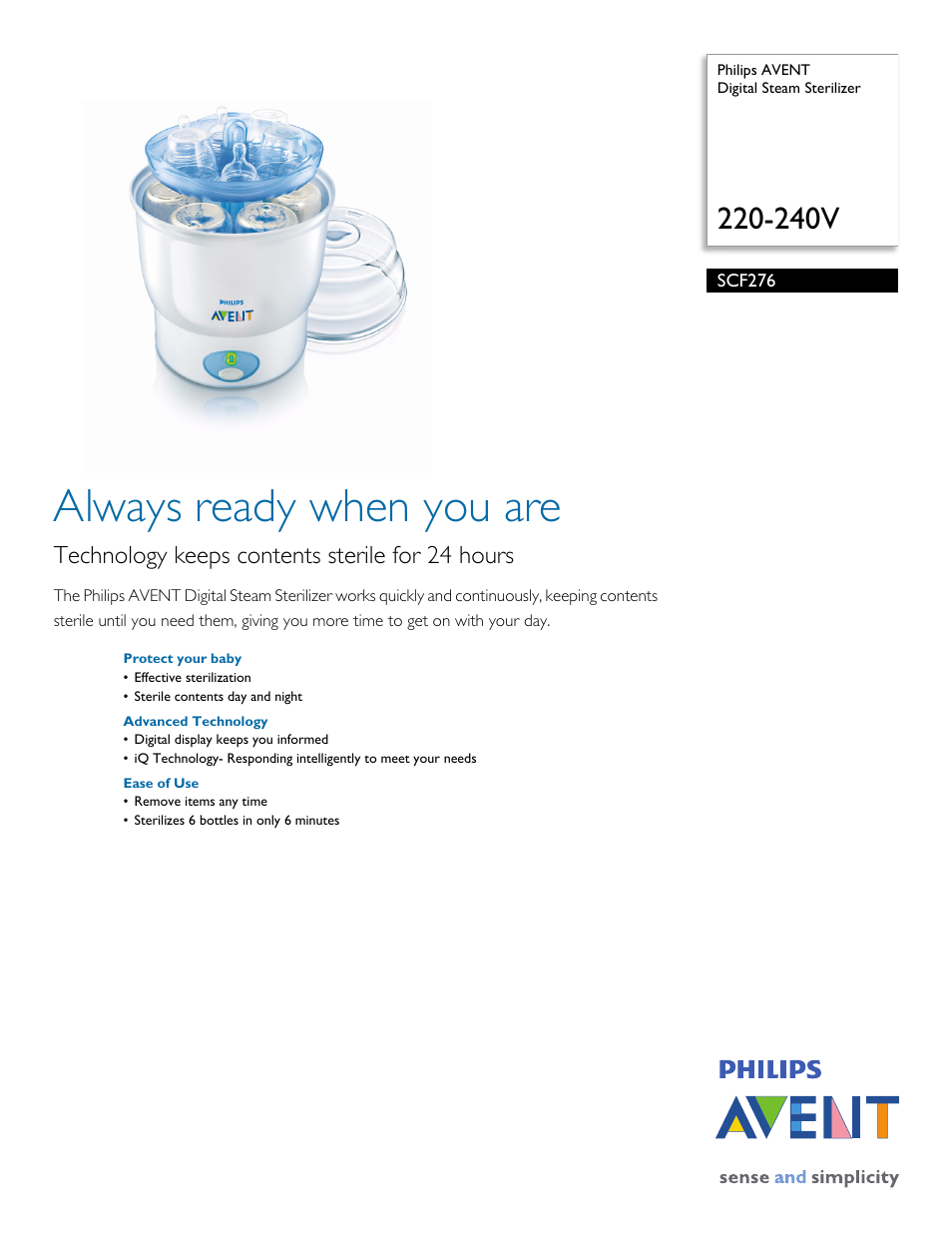 Philips Avent SCF276/40 User Manual | 2 pages