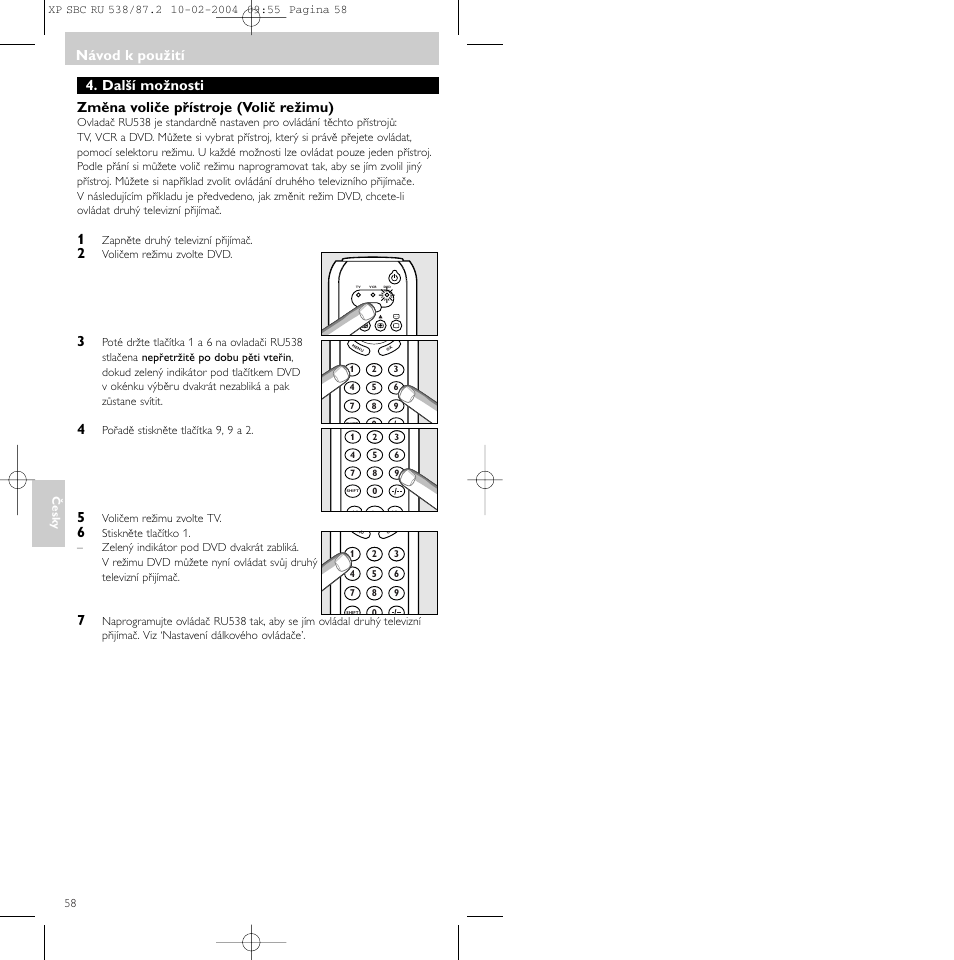 Návod k použití | Philips SBC RU 538 User Manual | Page 58 / 82