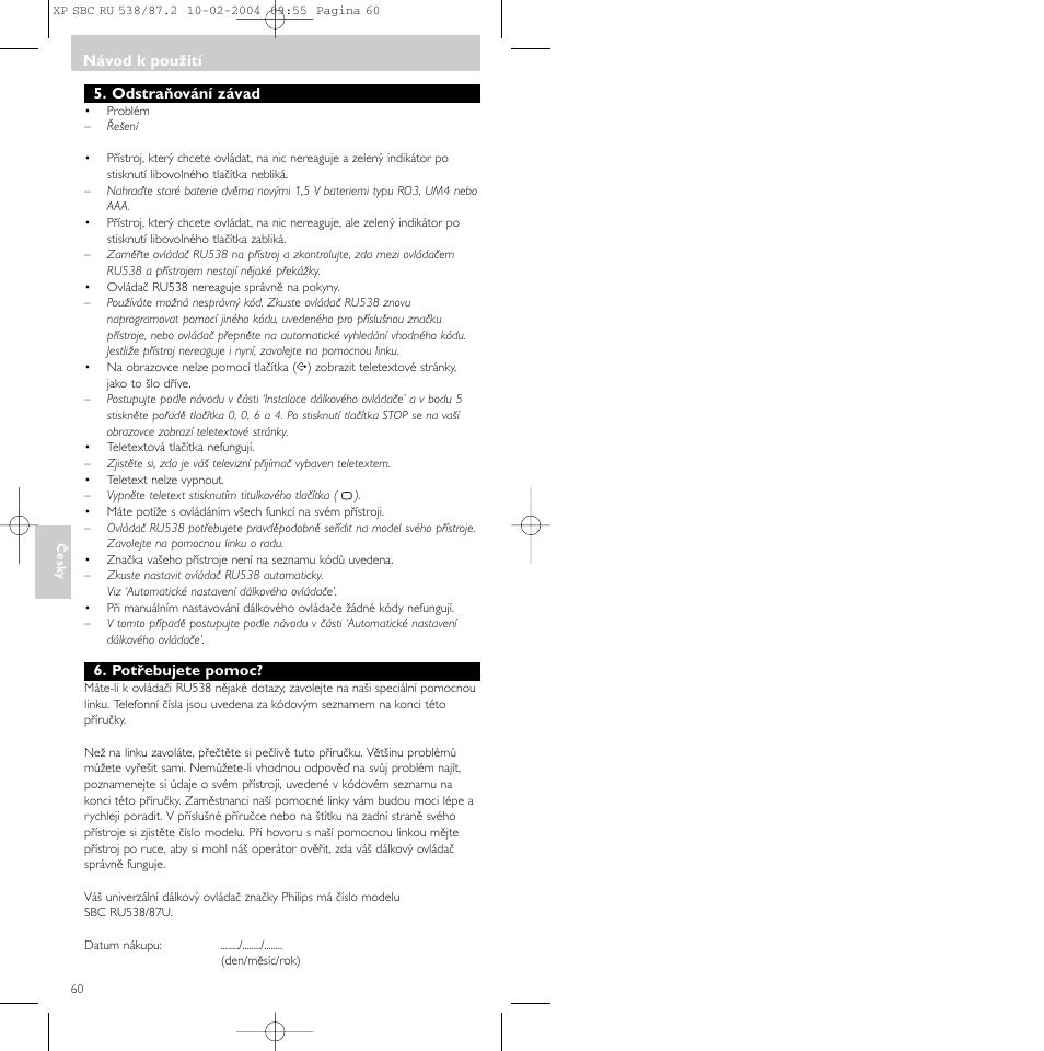 Philips SBC RU 538 User Manual | Page 60 / 82