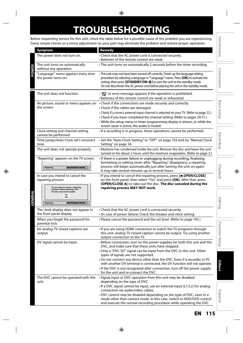 Troubleshooting, 115 en en | Philips MDR515H / F7 User Manual | Page 115 / 128