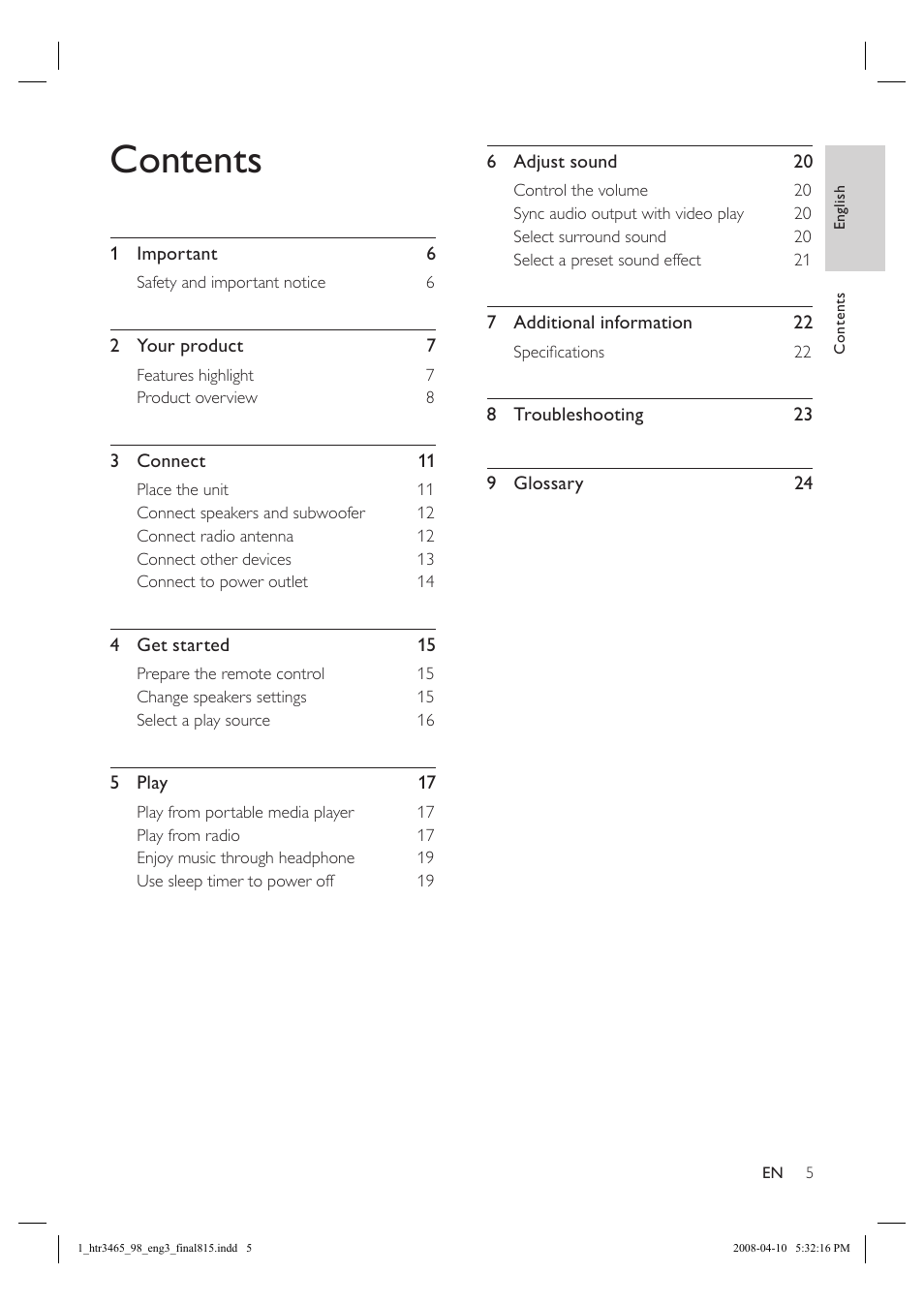 Philips HTR3465 User Manual | Page 5 / 24