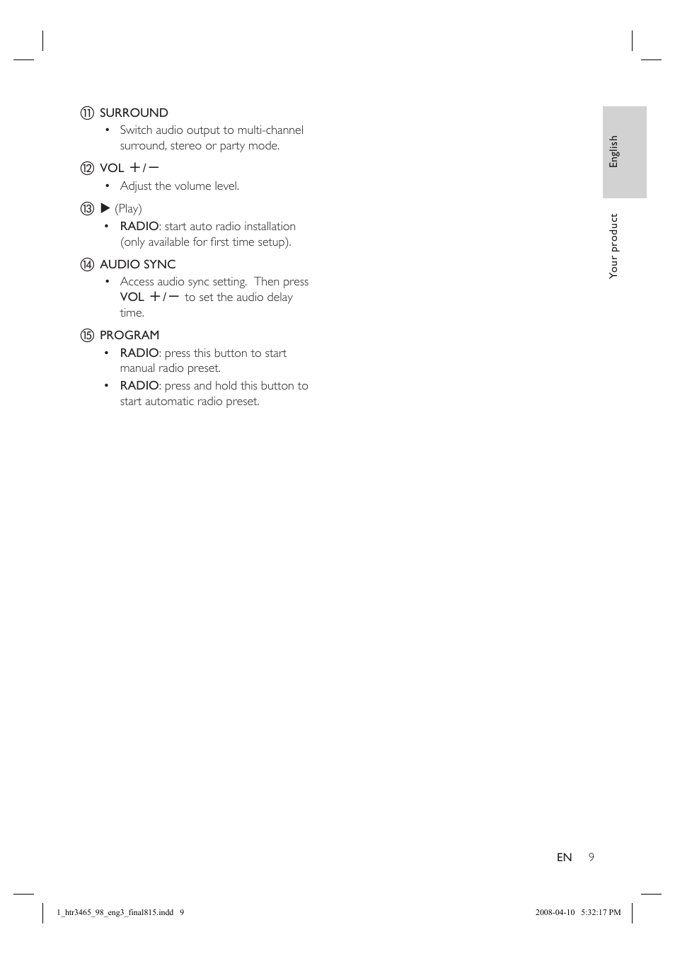 Philips HTR3465 User Manual | Page 9 / 24