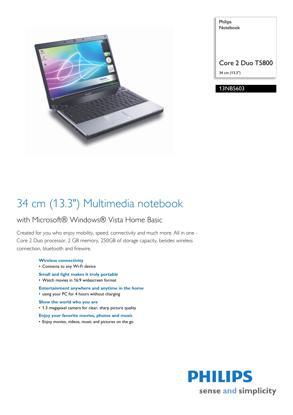 Philips 13NB5603 User Manual | 2 pages