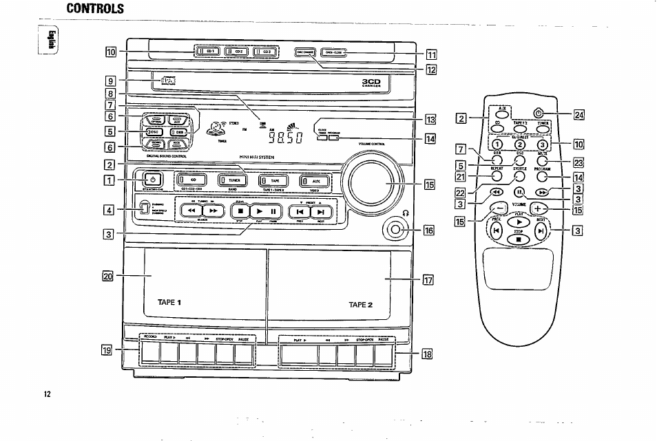 Controls | Philips FW338C User Manual | Page 12 / 30