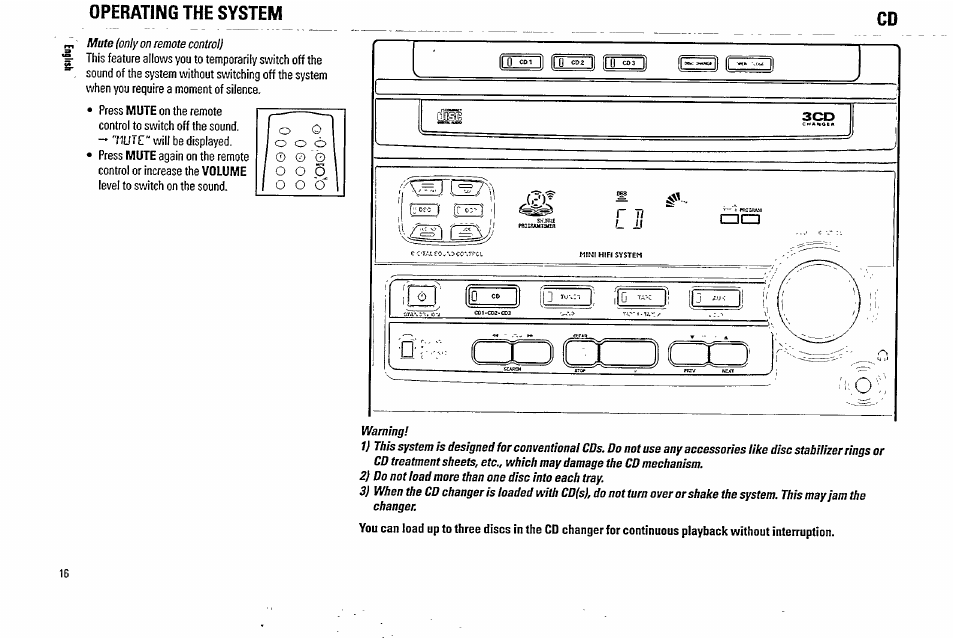 Mute, 10 ll [lo ll [lo ll ¡1 ll | Philips FW338C User Manual | Page 16 / 30