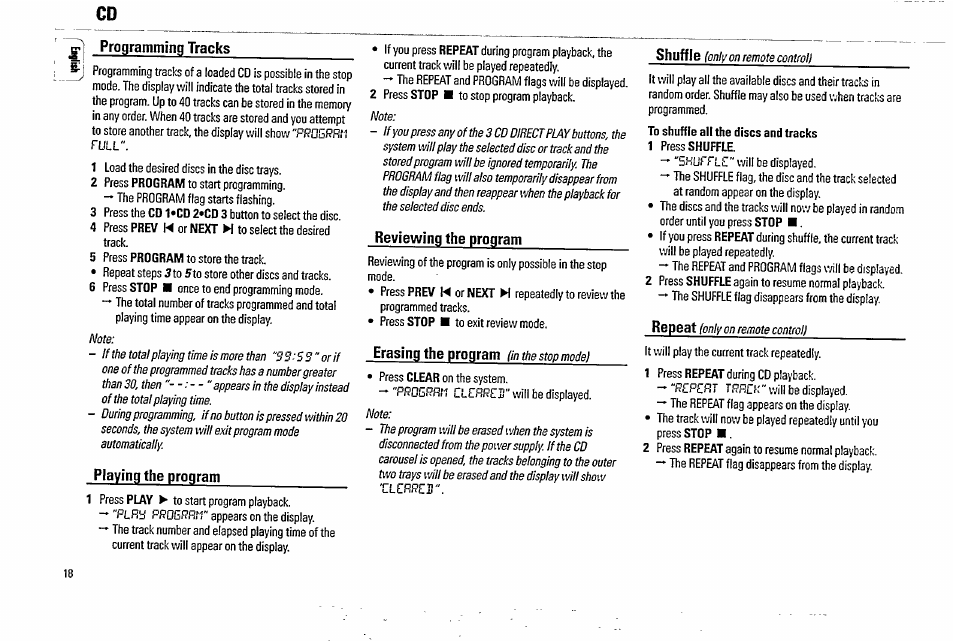 Playing the program, Reviewing the program, Prosrpi/1 | Philips FW338C User Manual | Page 18 / 30