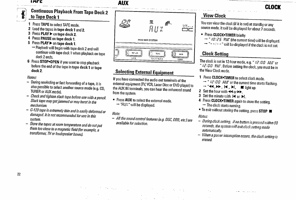 Is-cs, 1b:00, L¿':go | Inrc aux, Clock | Philips FW338C User Manual | Page 22 / 30