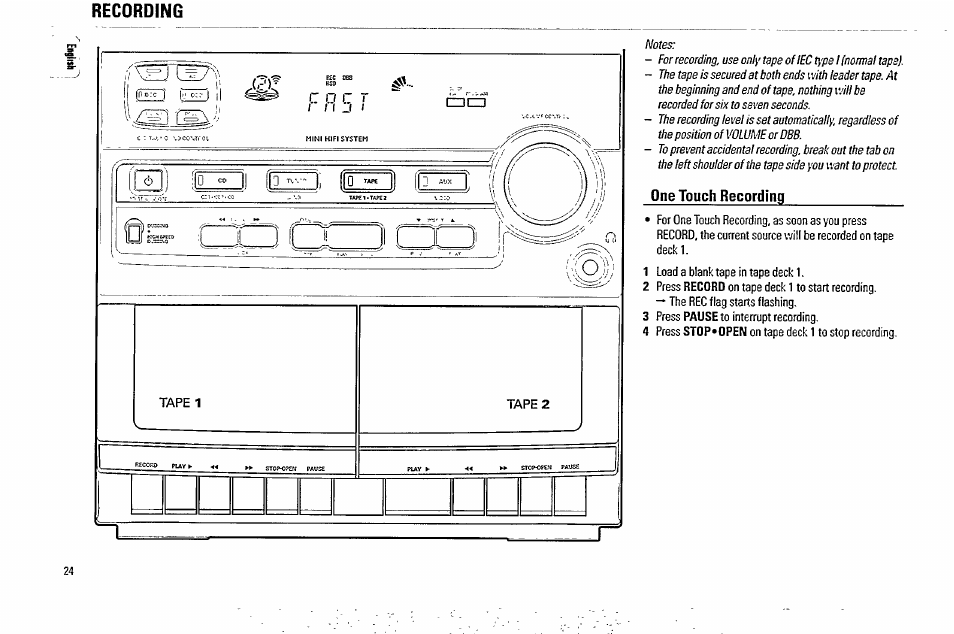 Recording | Philips FW338C User Manual | Page 24 / 30