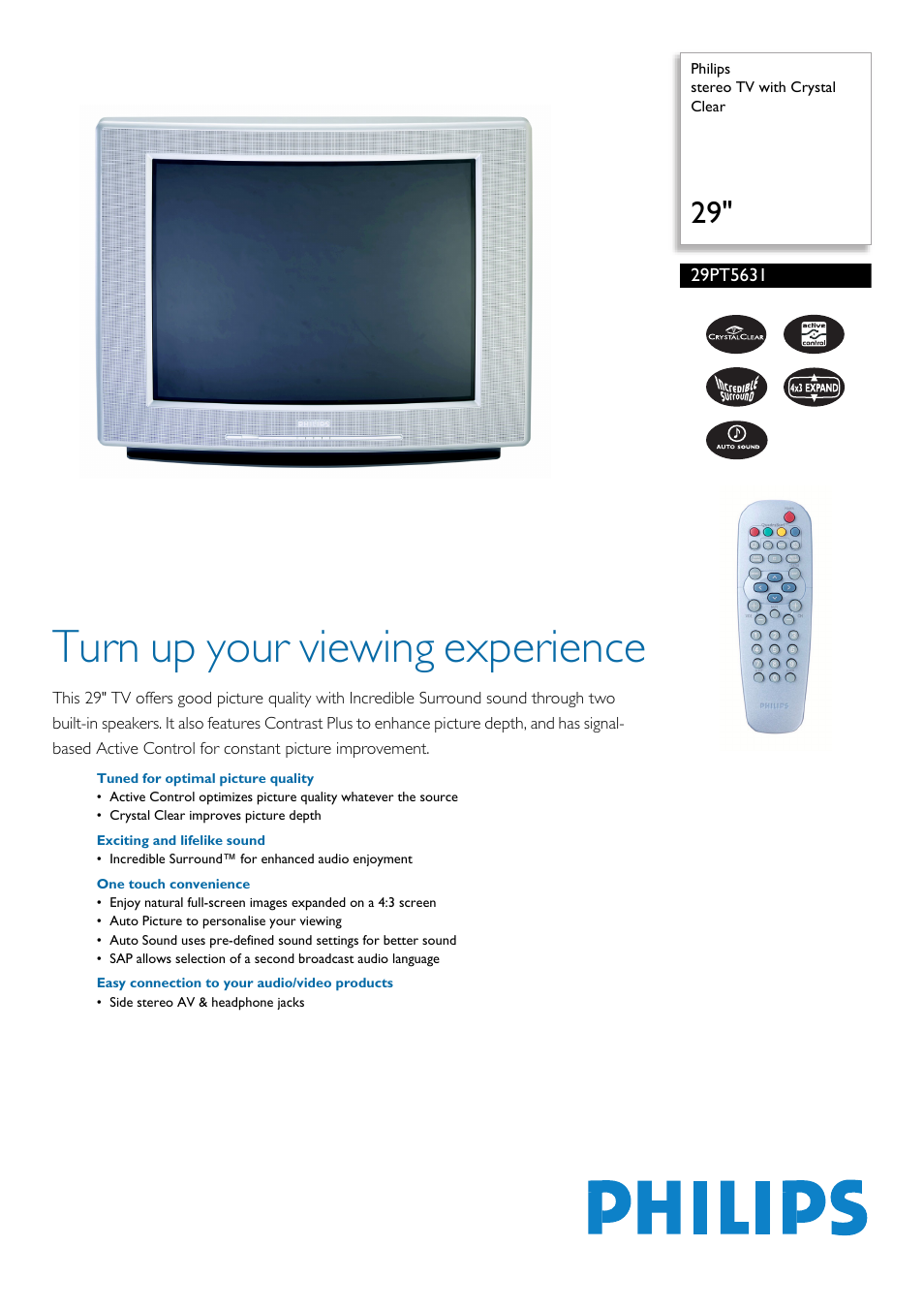 Philips 29PT5631 User Manual | 2 pages