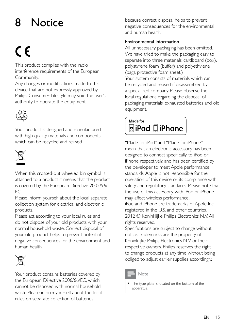 7 troubleshooting, 8 notice | Philips AJ5300D User Manual | Page 14 / 15