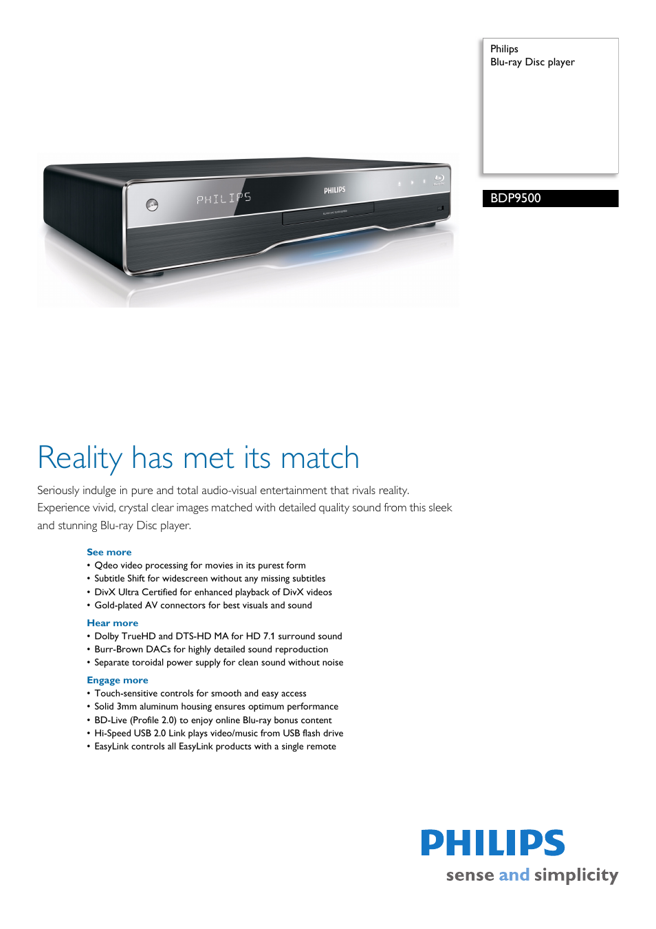 Philips Blu-ray Disc player BDP9500 User Manual | 3 pages