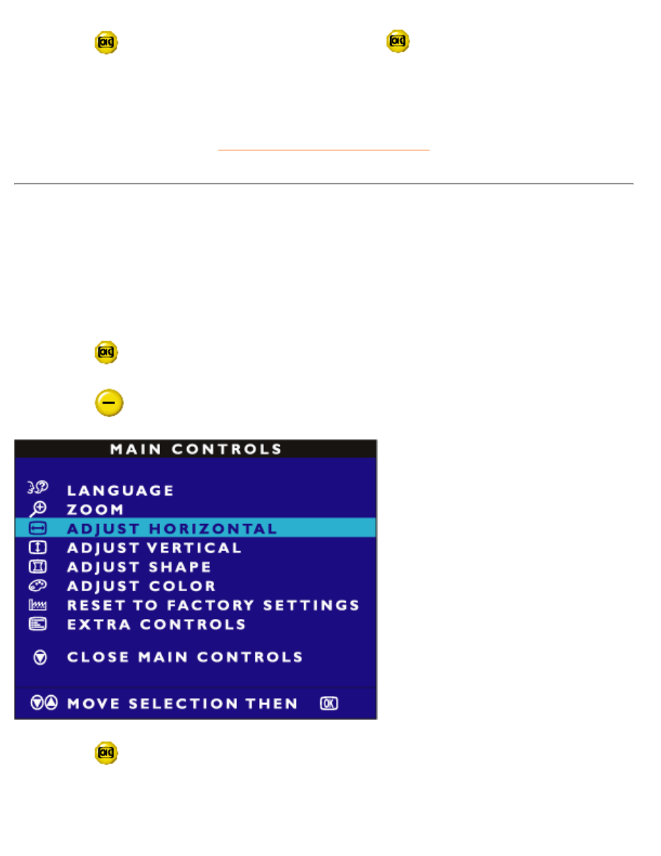 Adjust, Horizontal | Philips 107Q User Manual | Page 67 / 112