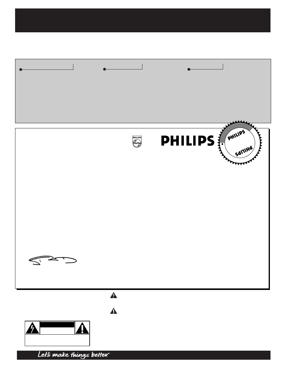 Safety, Warranty verification, Owner confirmation | Model registration, Hurry, Know these, Symbols | Philips 60P9271 User Manual | Page 2 / 60