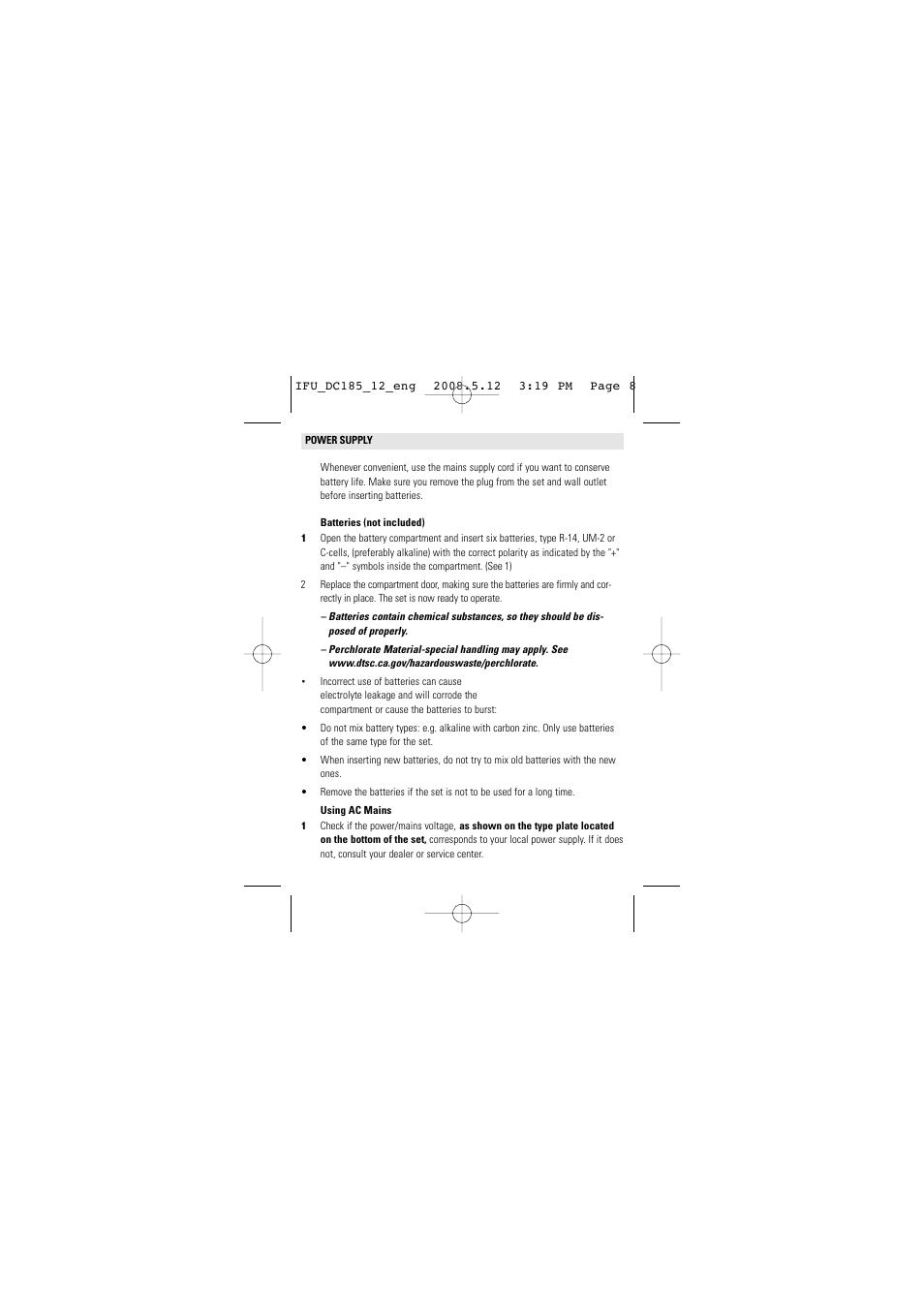 Philips DC185 User Manual | Page 8 / 19