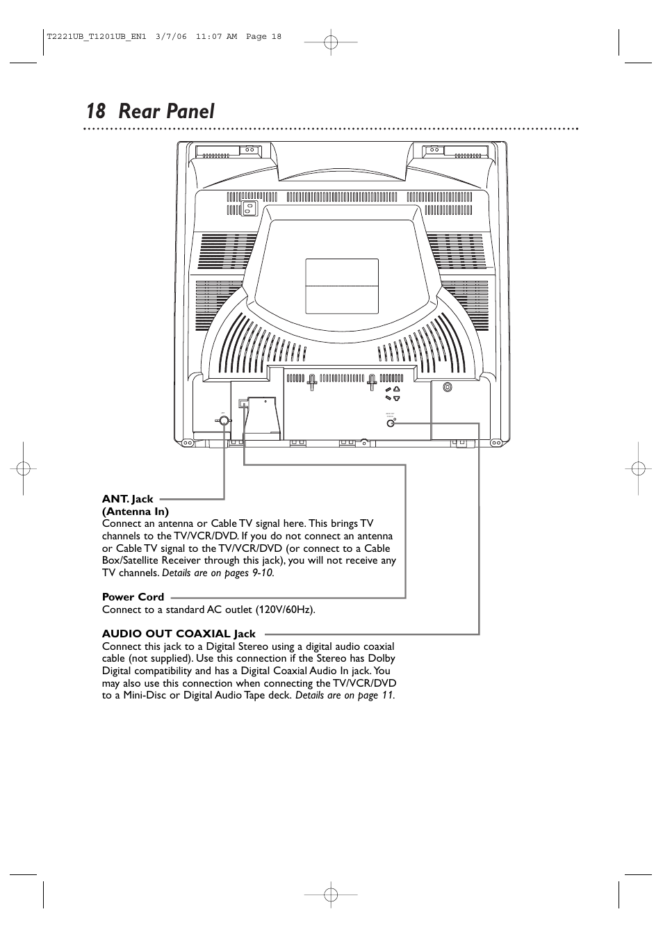 18 rear panel | Philips 24MC4306 User Manual | Page 18 / 84