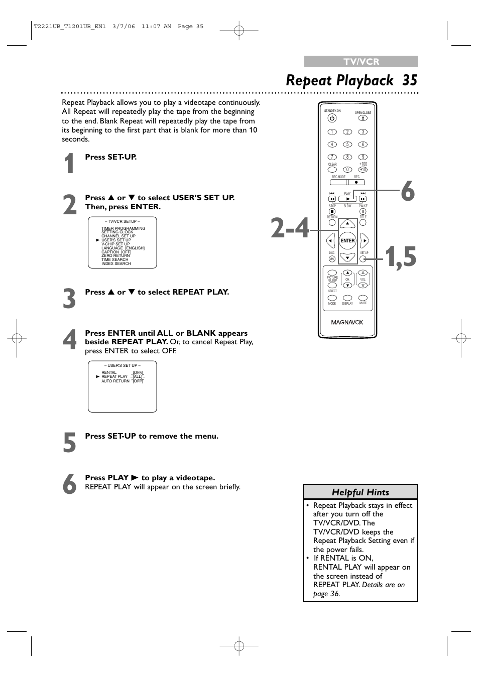 Repeat playback 35 | Philips 24MC4306 User Manual | Page 35 / 84