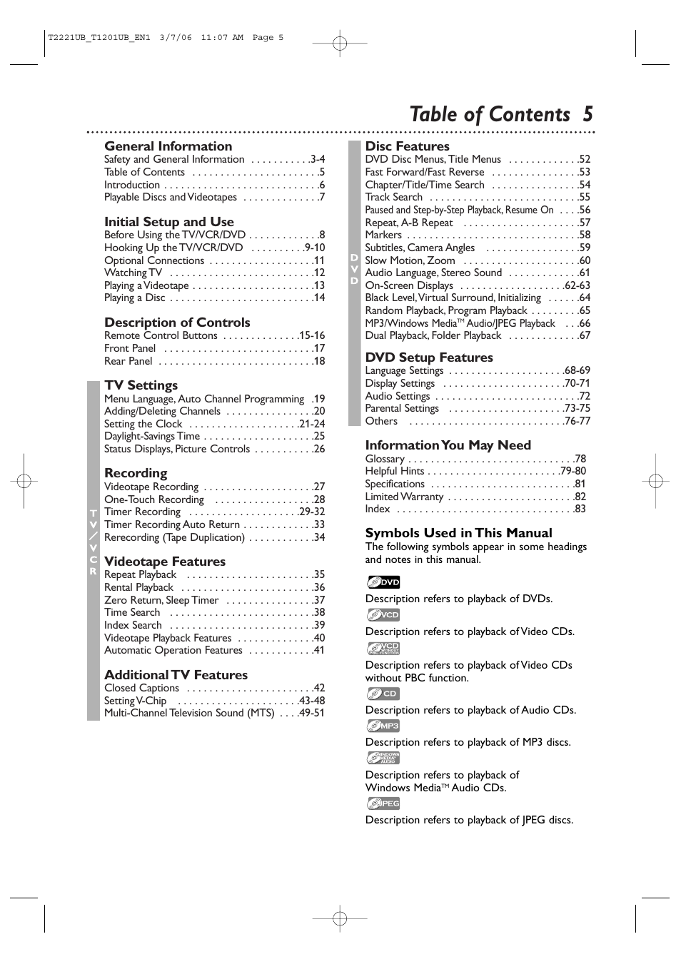Table of contents 5 | Philips 24MC4306 User Manual | Page 5 / 84