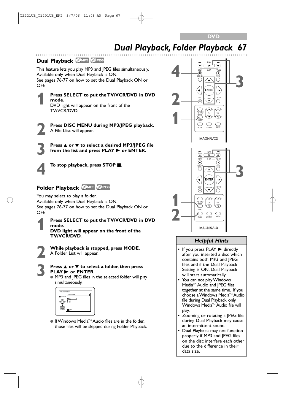 Dual playback, folder playback 67 | Philips 24MC4306 User Manual | Page 67 / 84