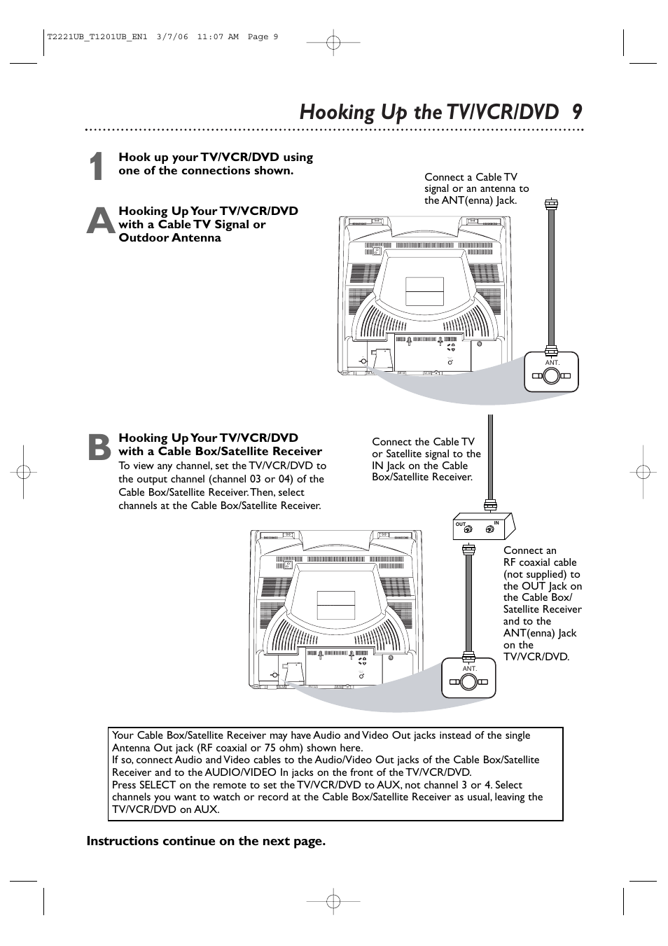 Hooking up the tv/vcr/dvd 9 | Philips 24MC4306 User Manual | Page 9 / 84