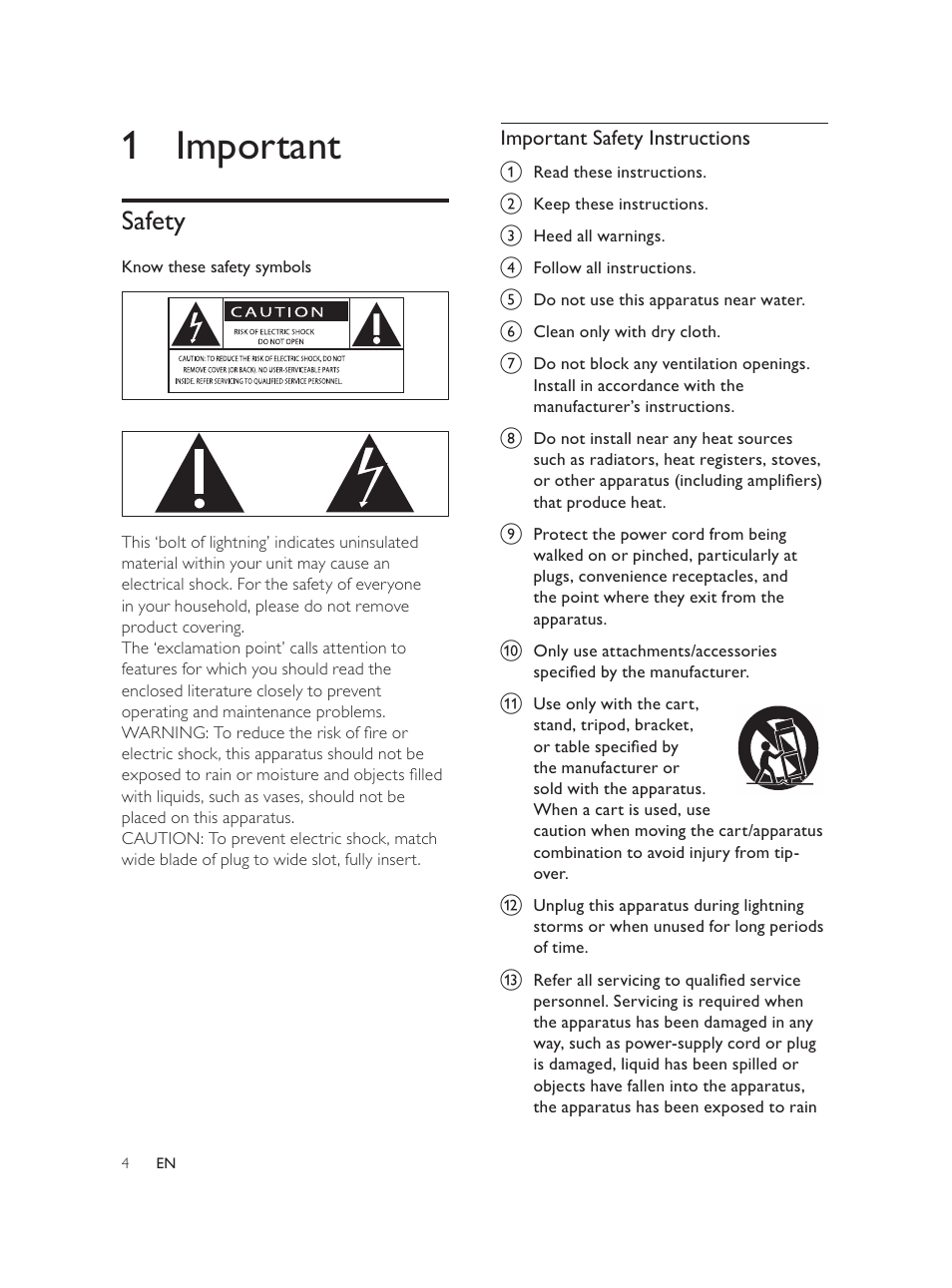 1 important, Safety | Philips DCM580 User Manual | Page 3 / 20