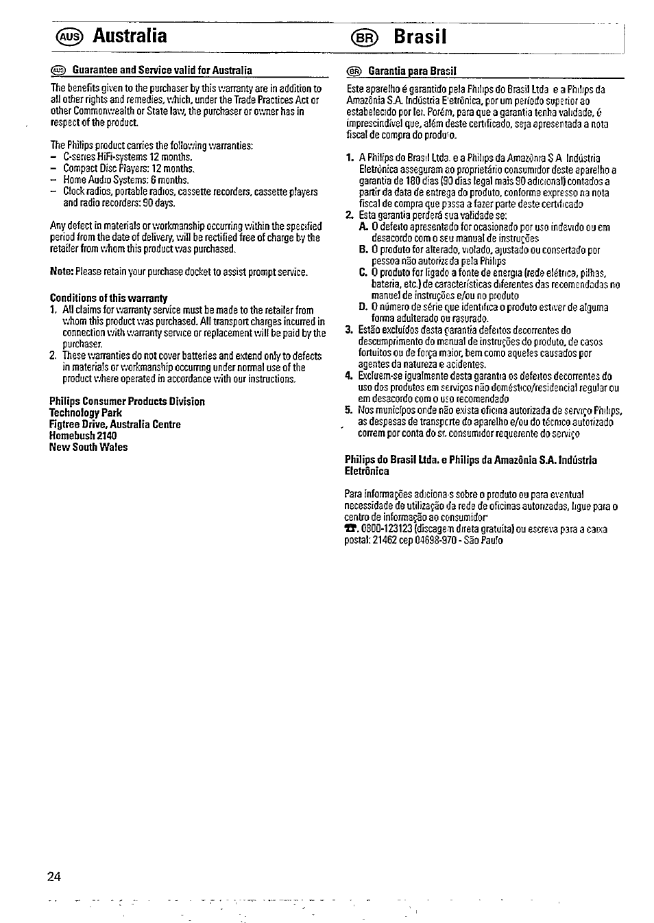 Australia ^ brasil | Philips AJ 3015/04 User Manual | Page 8 / 10