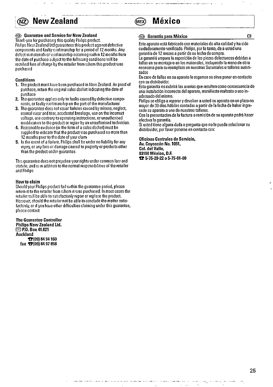 New zealand méxico | Philips AJ 3015/04 User Manual | Page 9 / 10