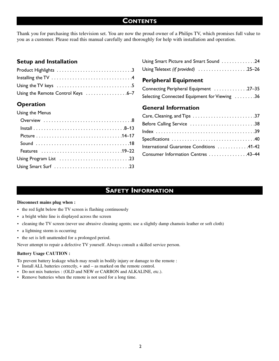 Philips 55PP8745 User Manual | Page 2 / 44