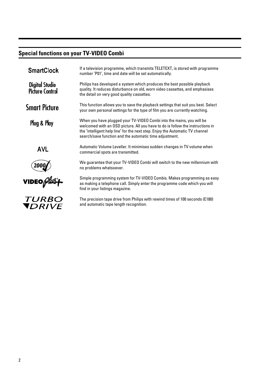 Special functions on your tv-video combi | Philips TV-Video Combi 14PV320/05 User Manual | Page 5 / 24