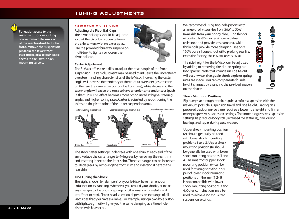 Tuning adjustments, Suspension tuning | Philips E-Maxx 3905 User Manual | Page 20 / 28