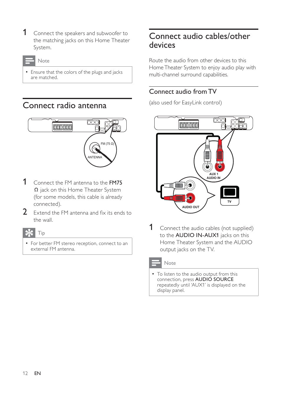 Philips HTS3373 User Manual | Page 12 / 44