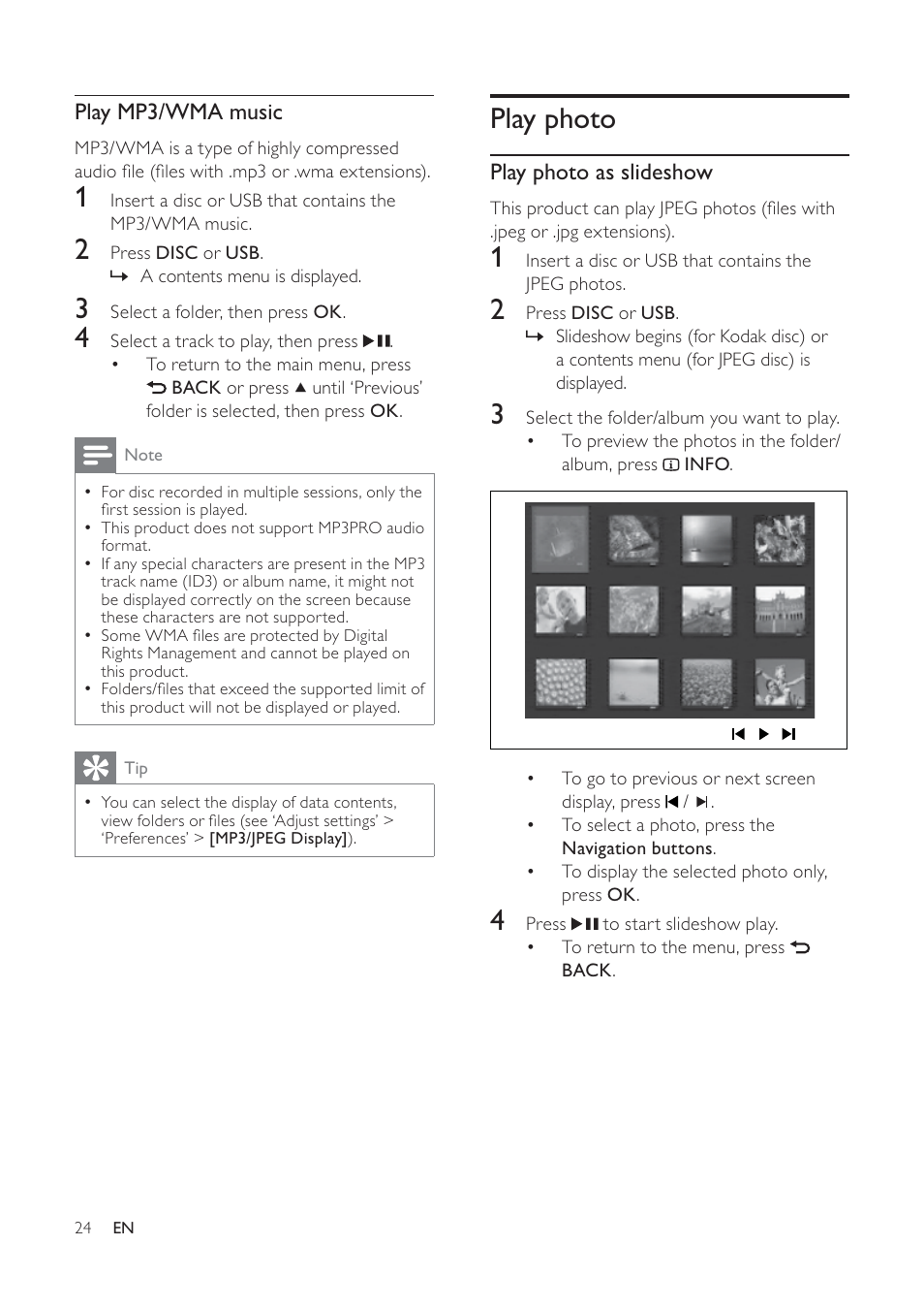 Play photo | Philips HTS3373 User Manual | Page 24 / 44