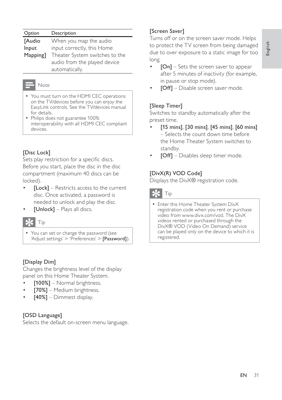 Philips HTS3373 User Manual | Page 31 / 44
