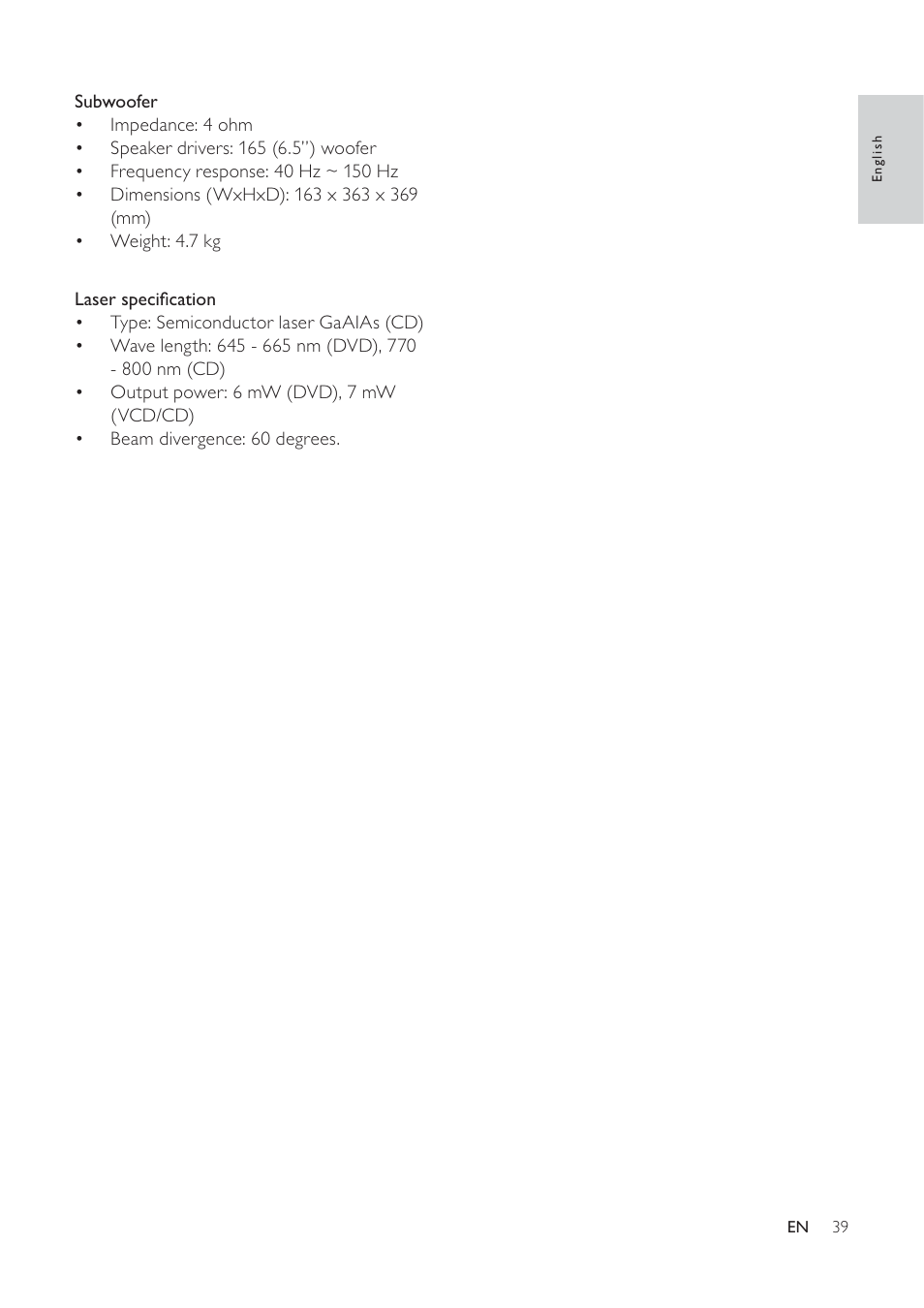 Philips HTS3373 User Manual | Page 39 / 44