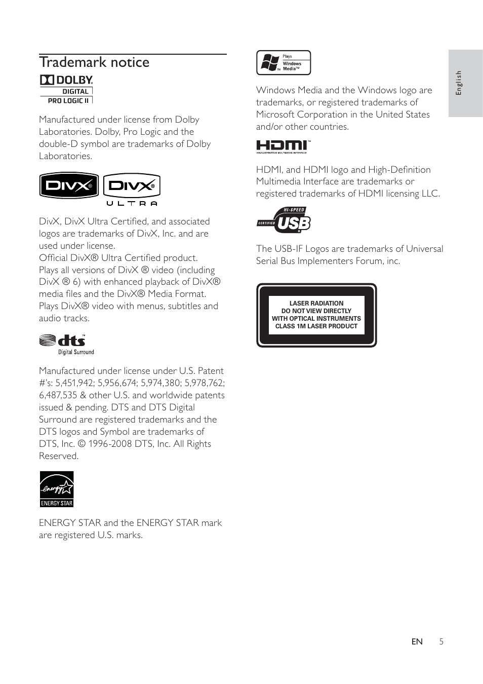 Philips HTS3373 User Manual | Page 5 / 44