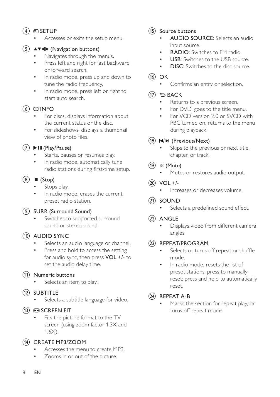 Philips HTS3373 User Manual | Page 8 / 44