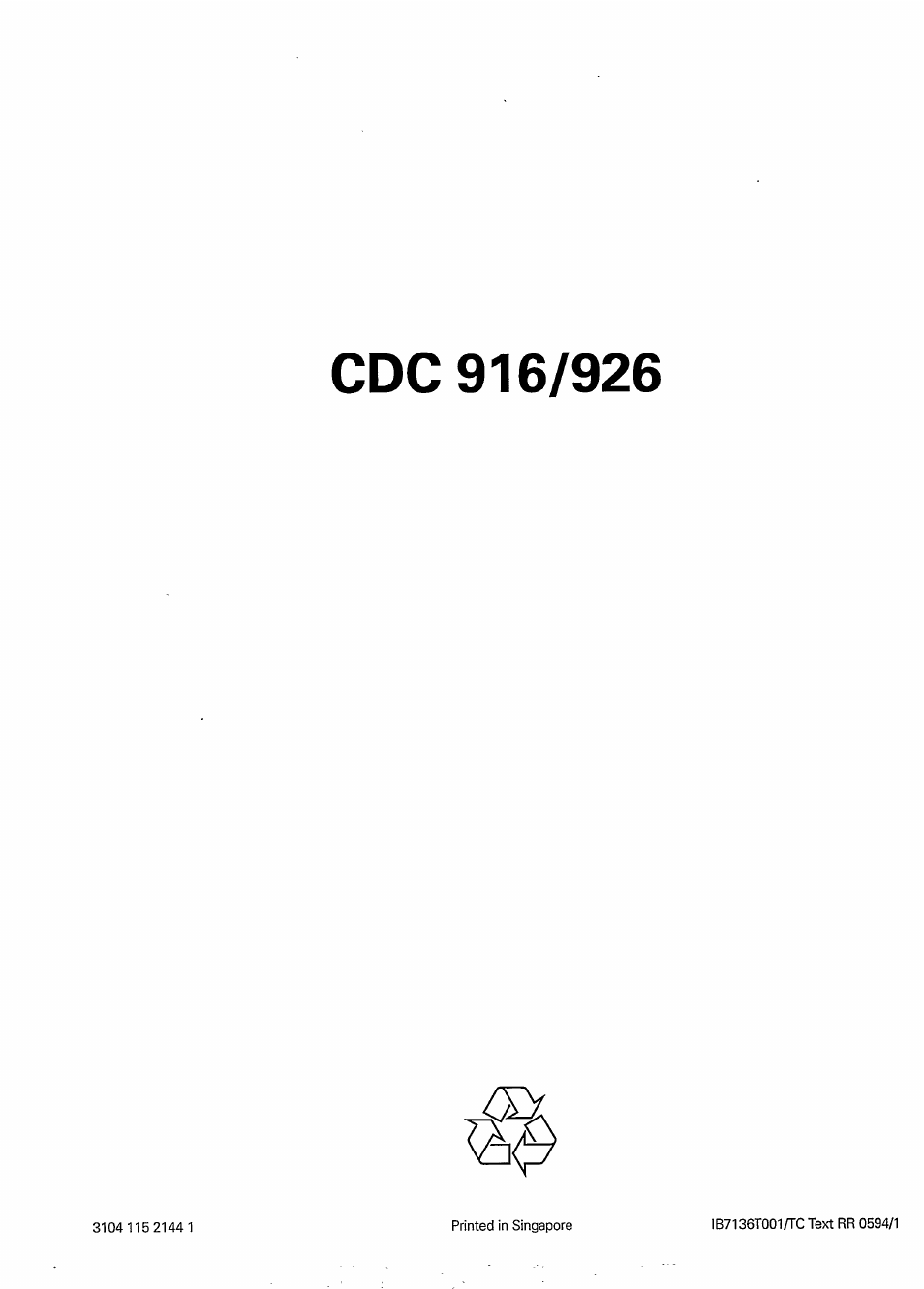 Cdc 916/926 | Philips CDC926 User Manual | Page 20 / 20