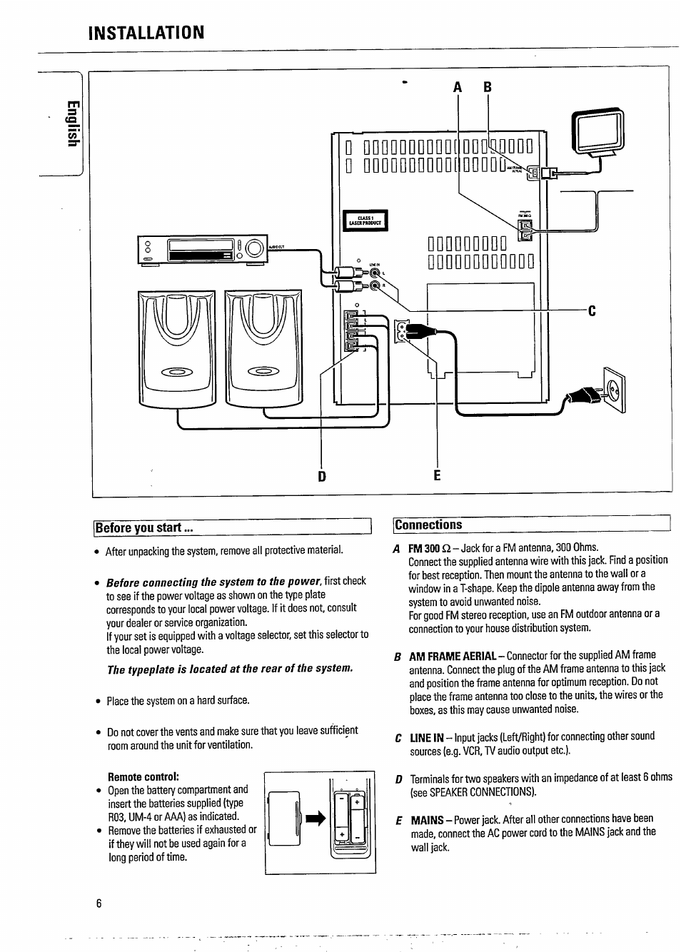 Installation, Installation /7 | Philips FW620C User Manual | Page 6 / 24