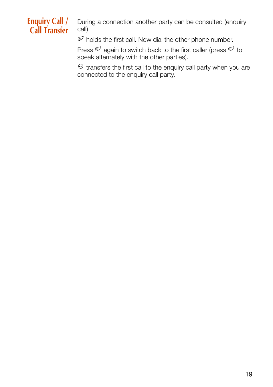 Enquiry call / call transfer | Philips SOPHO iSMobile C244 User Manual | Page 21 / 43