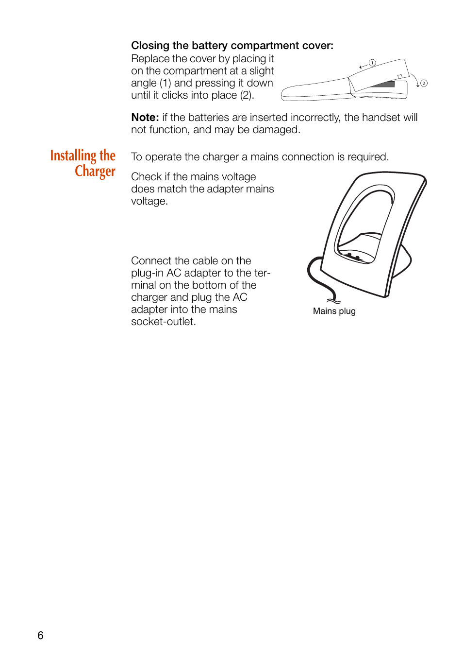 Installing the charger | Philips SOPHO iSMobile C244 User Manual | Page 8 / 43