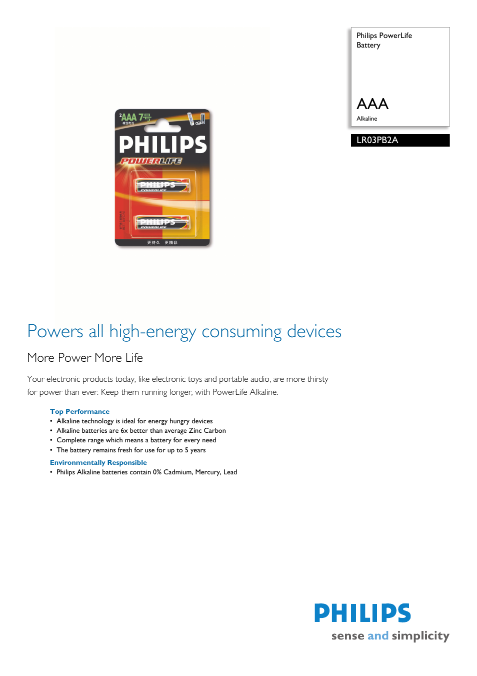 Philips LR03PB2A User Manual | 2 pages