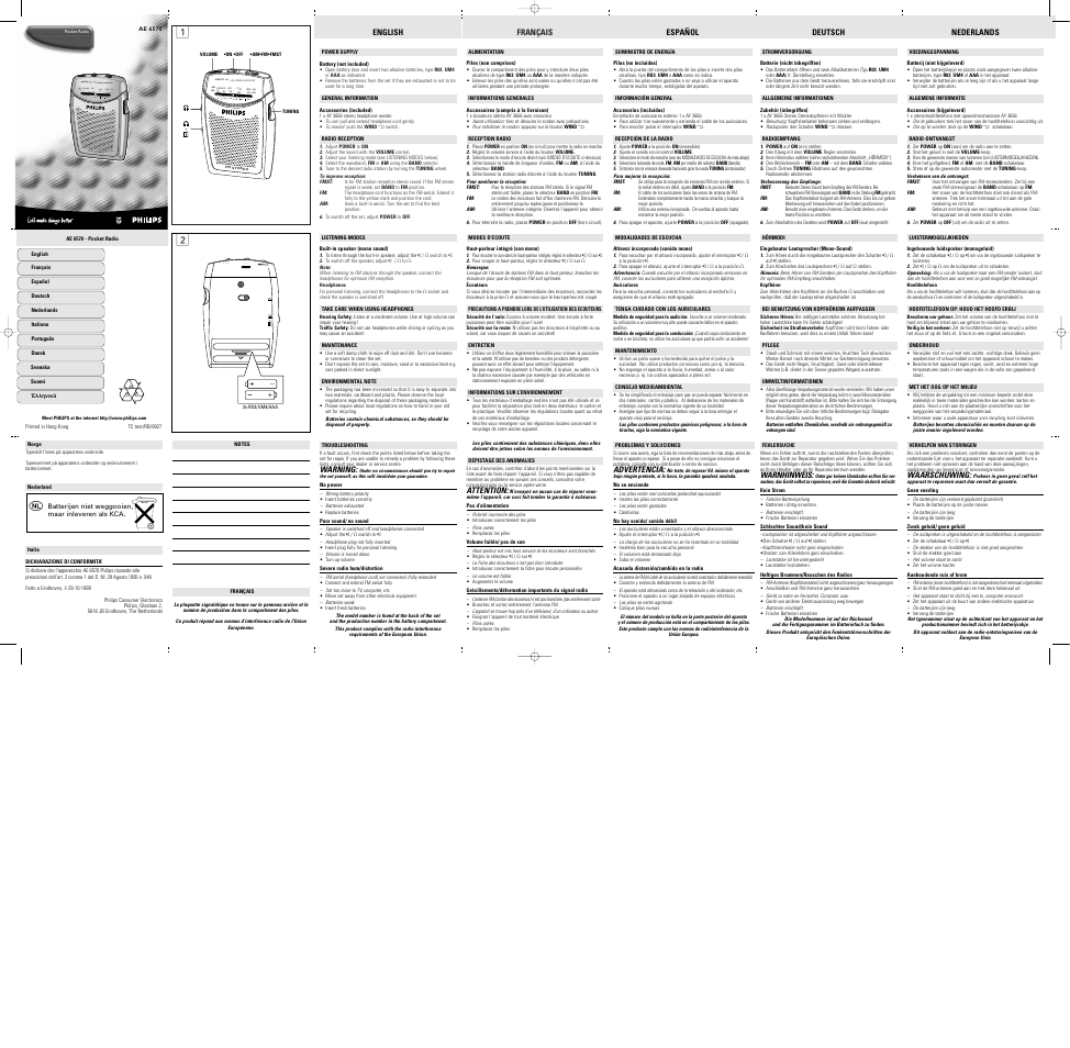 Philips AE 6570 User Manual | 2 pages