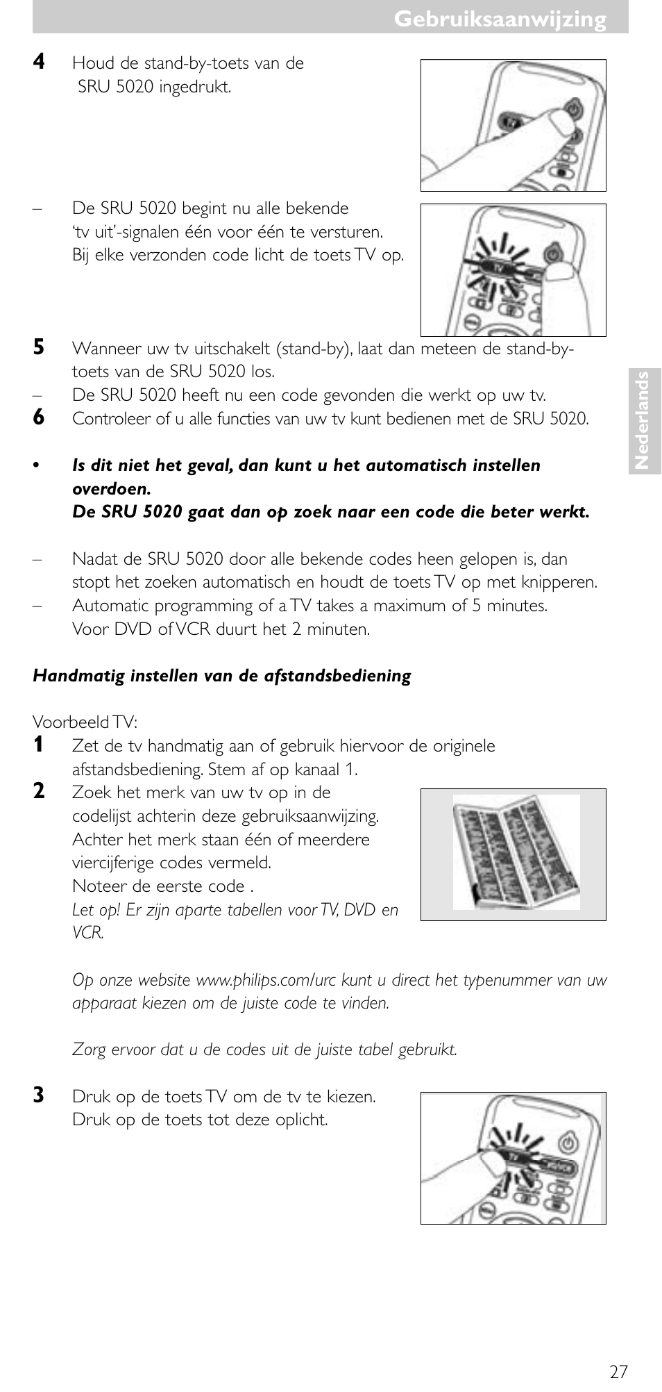 Gebruiksaanwijzing | Philips SRU 5020/86 User Manual | Page 26 / 81