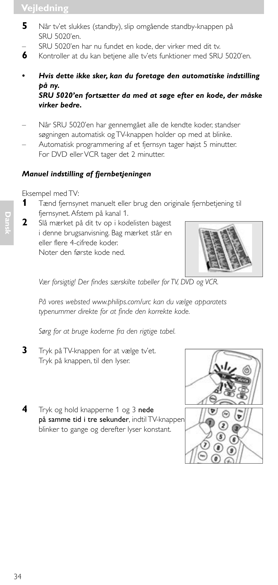Vejledning | Philips SRU 5020/86 User Manual | Page 33 / 81