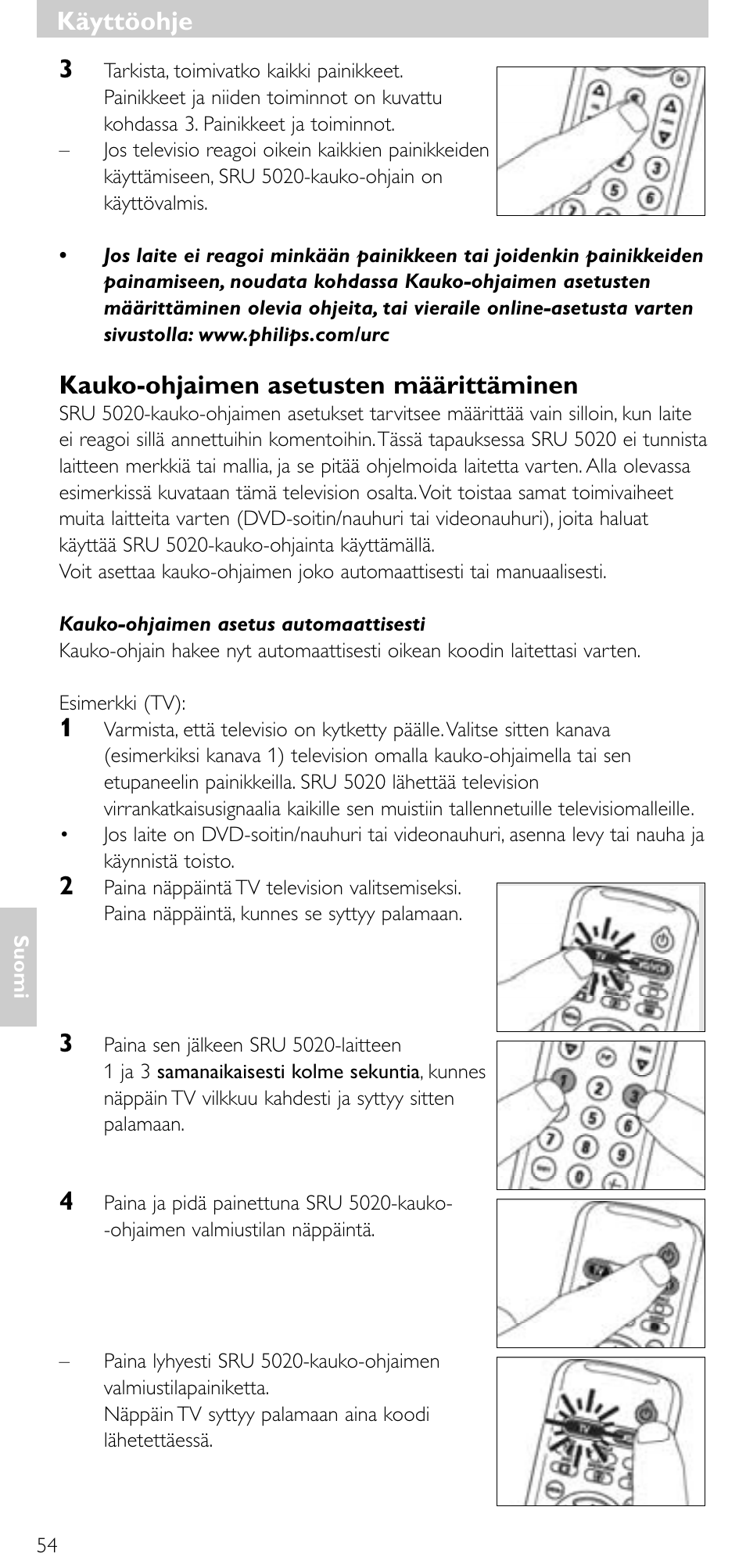 Kauko-ohjaimen asetusten määrittäminen, Käyttöohje | Philips SRU 5020/86 User Manual | Page 53 / 81