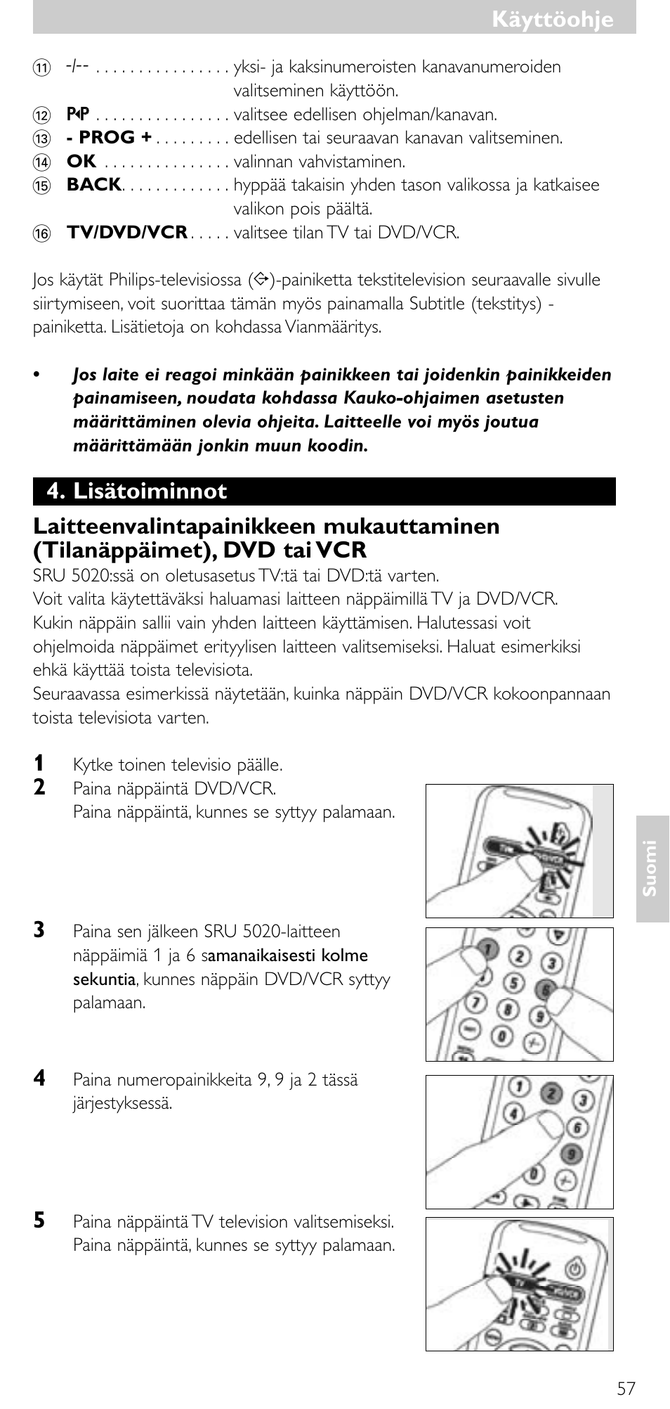 Käyttöohje | Philips SRU 5020/86 User Manual | Page 56 / 81