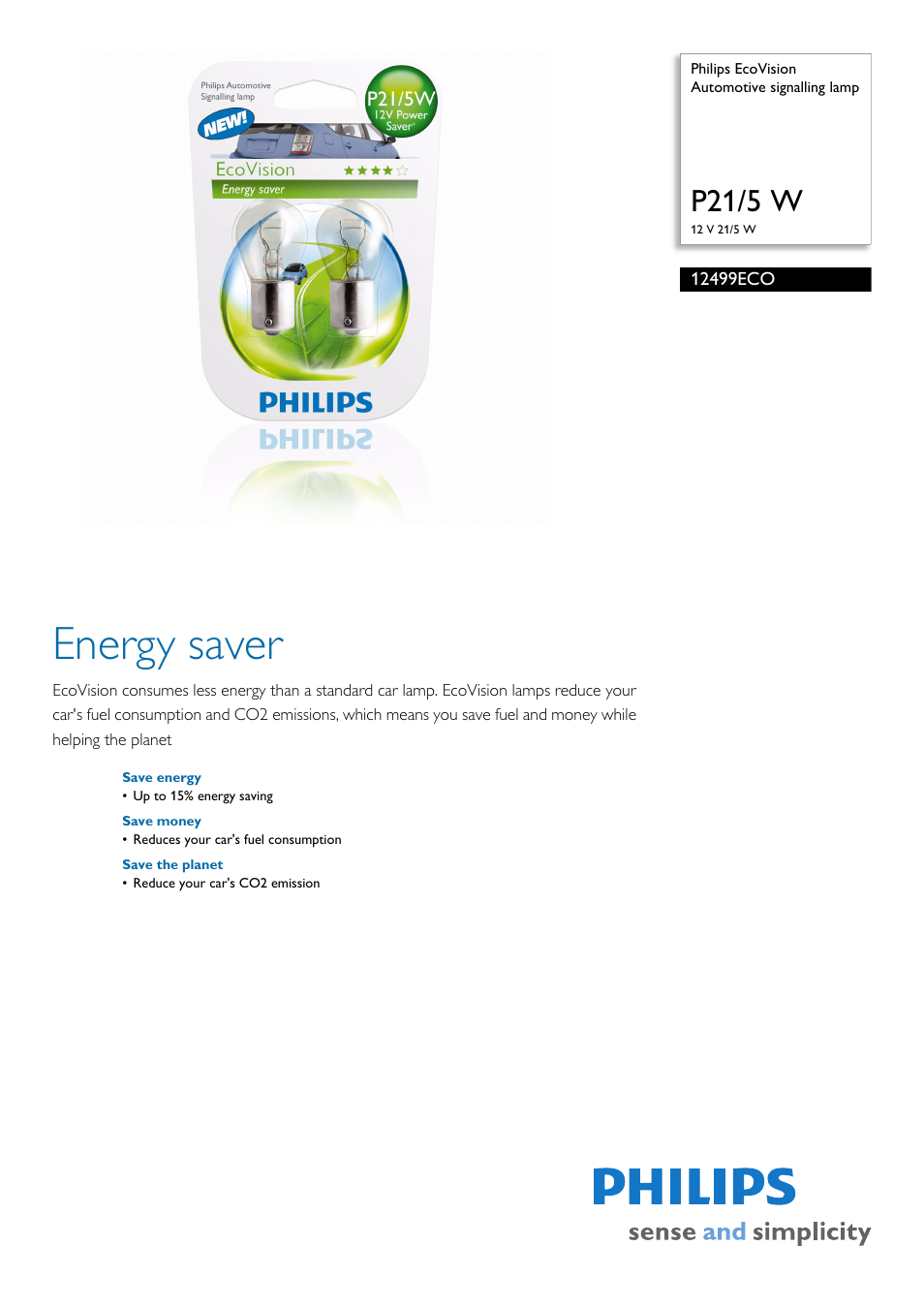 Philips 12499ECO User Manual | 2 pages