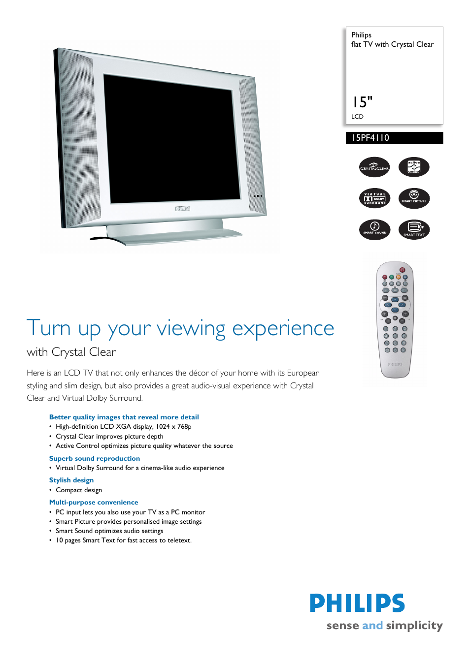 Philips 15PF4110 User Manual | 2 pages