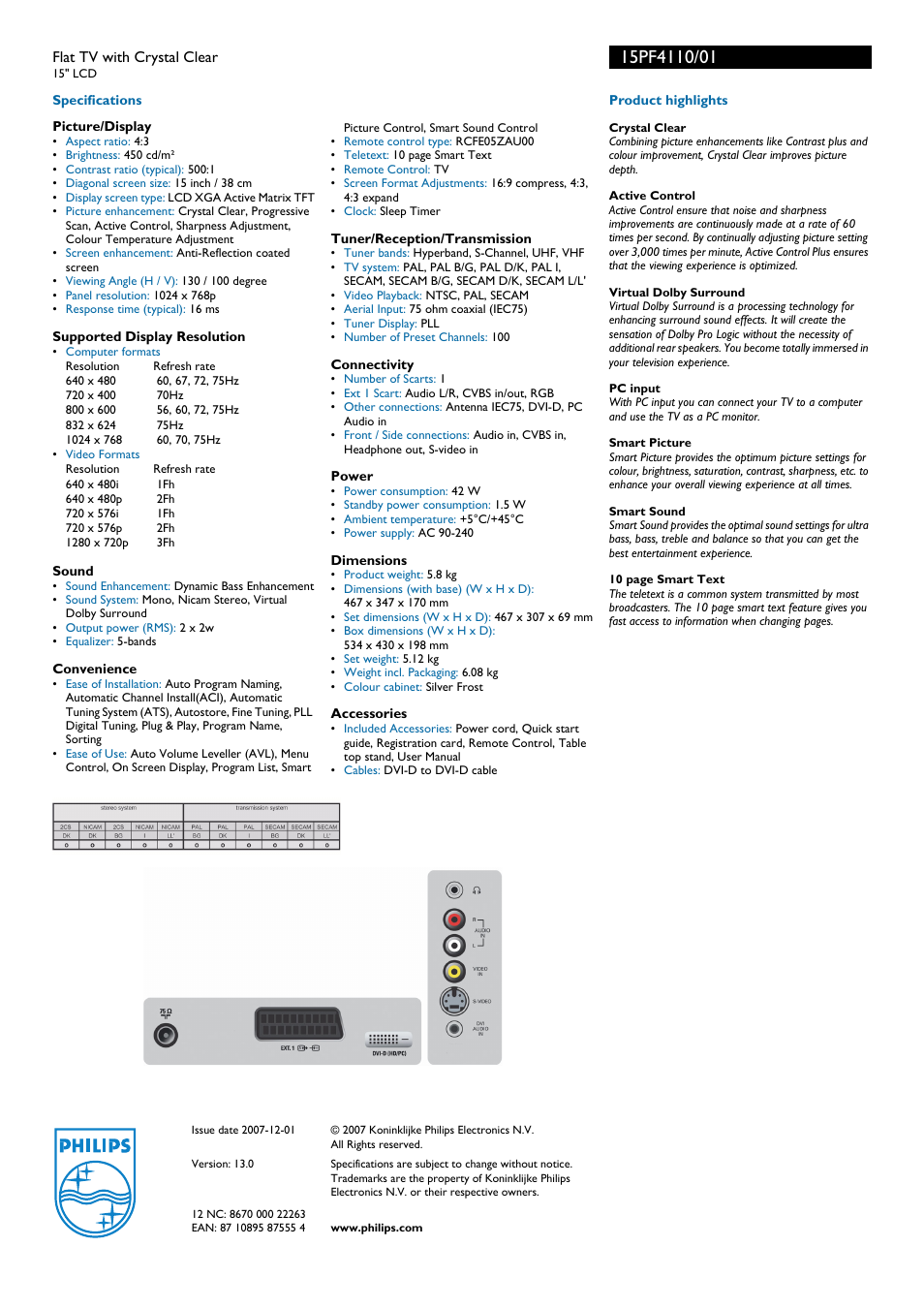 Philips 15PF4110 User Manual | Page 2 / 2