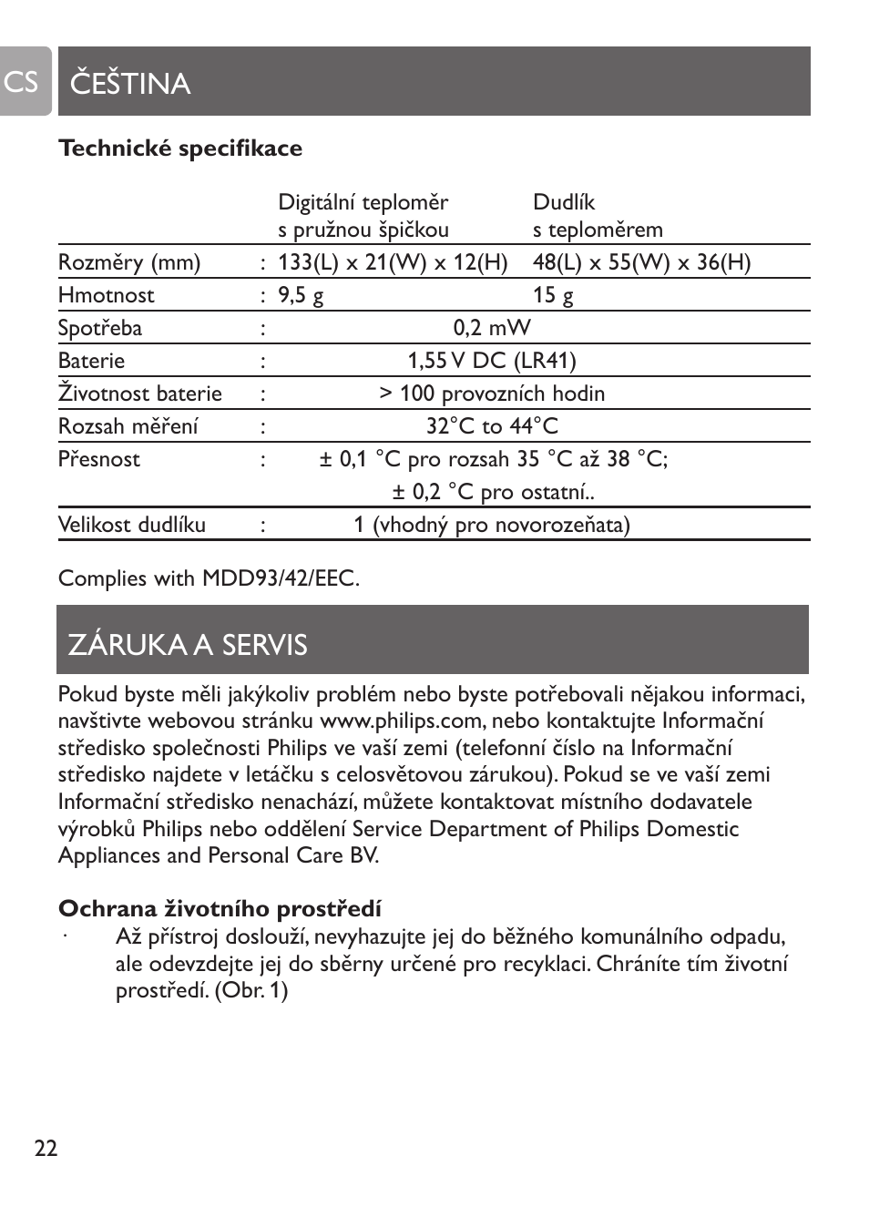 Čištění, Čištění dudlíku s teploměrem, Výměna akumulátoru | Čeština záruka a servis cs | Philips SCH530/10 User Manual | Page 22 / 108