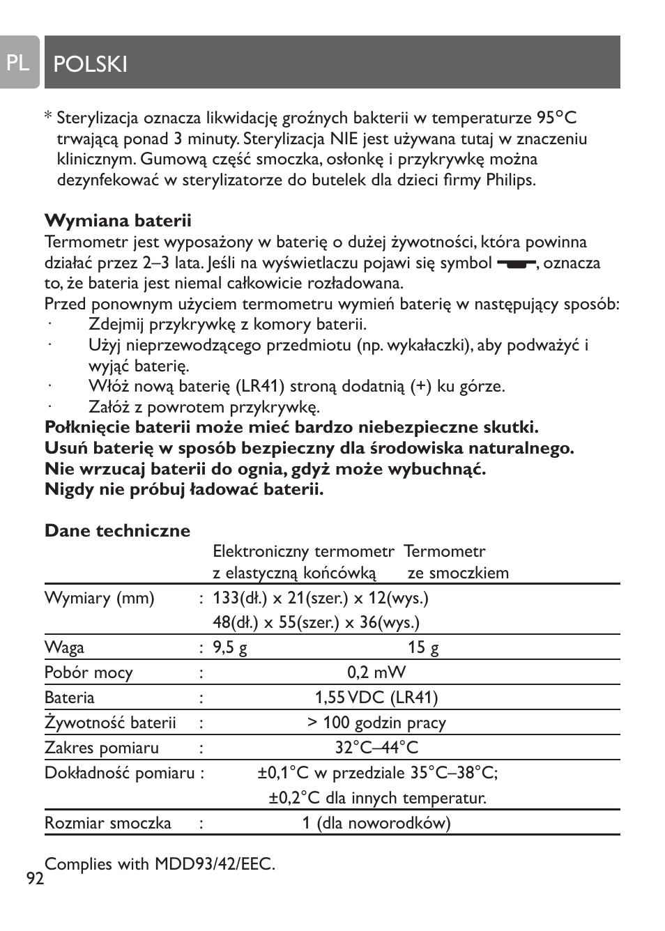 Polski pl | Philips SCH530/10 User Manual | Page 92 / 108